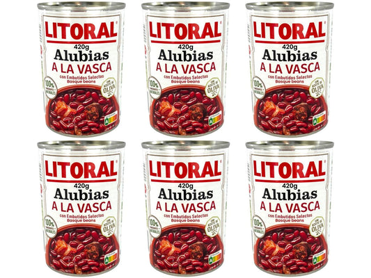 Litoral Alubias a la vasca Spanish Basque Beans 420g - 6 Pack Total 2520g