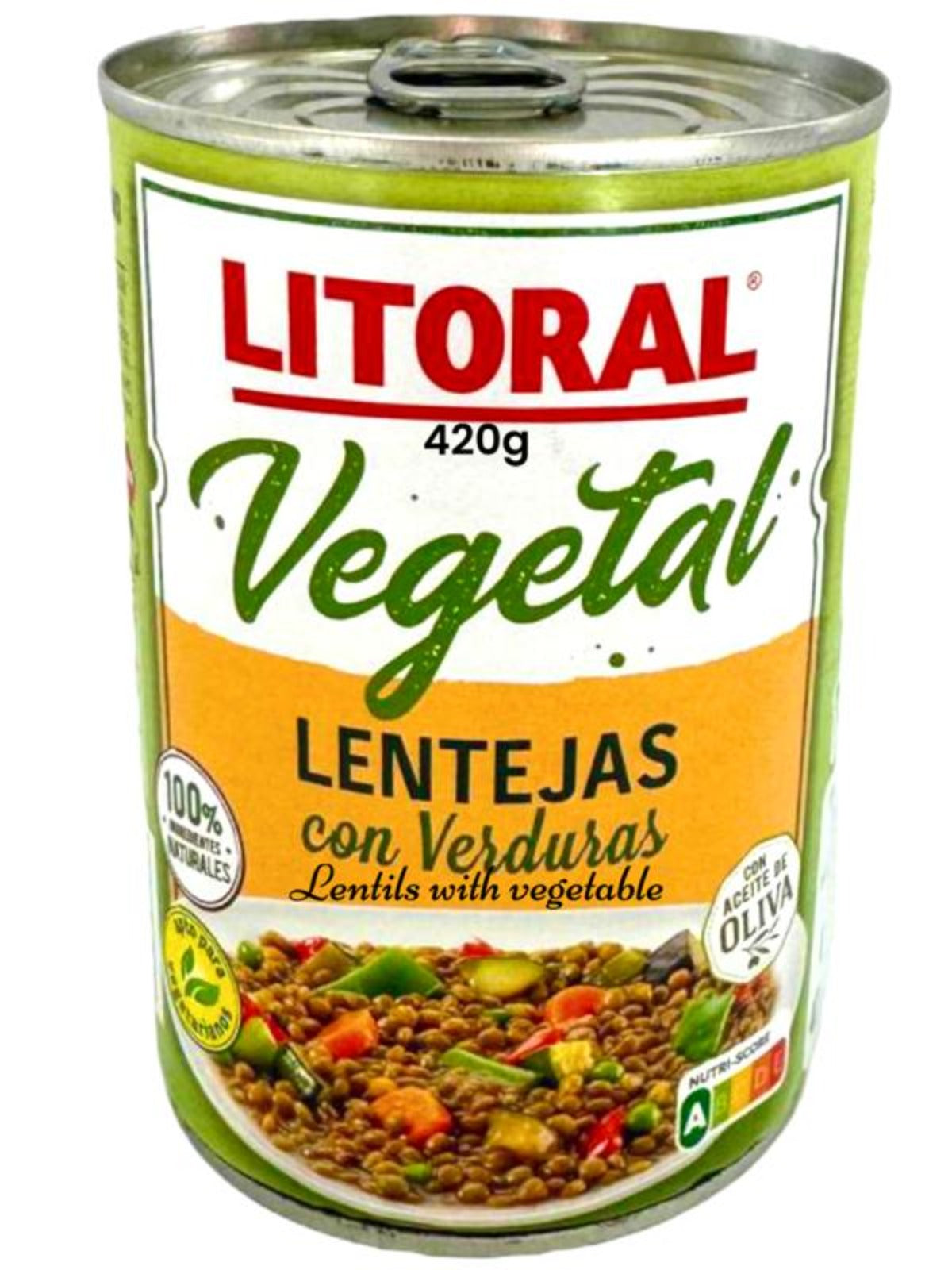 Litoral Vegetal Lentejas con Verduras Lentils with Vegetables 420g