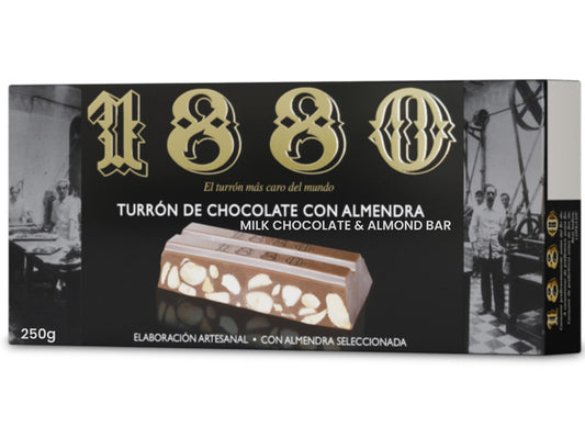 1880 Turron de Chocolate con Almendras Milk Chocolate & Almond Bar 250g Best Before end of April 2025