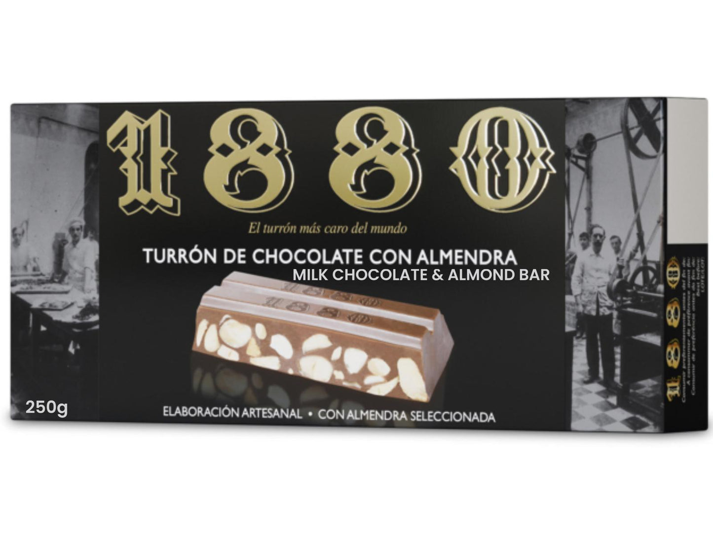 1880 Turron de Chocolate con Almendras Milk Chocolate & Almond Bar 200g (Best Before 31-12-2026)
