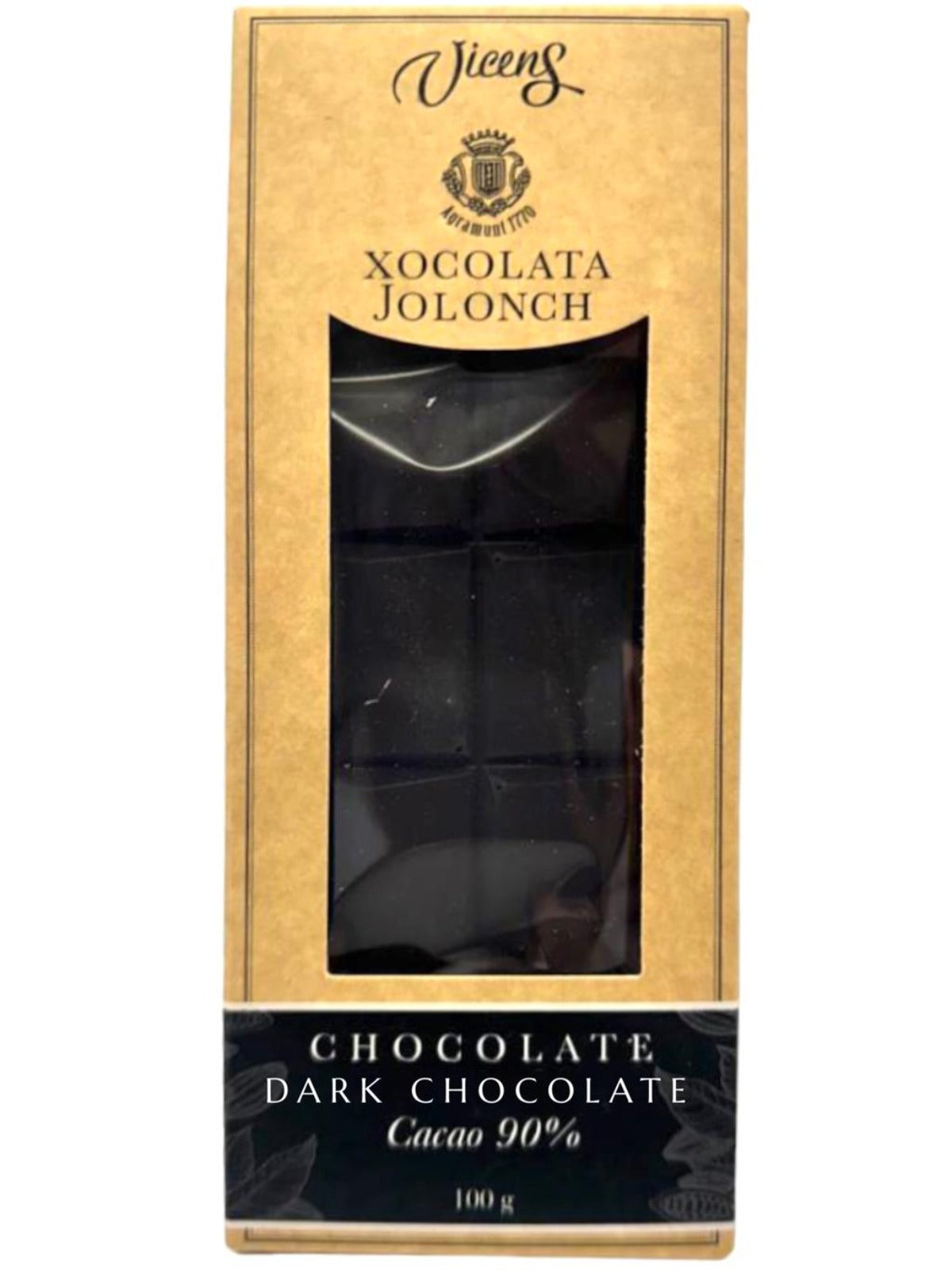 Vicens Xocolata Jolonch Chocolate Negro 90% Spanish 90% Dark Chocolate 100g Best Before December 2024