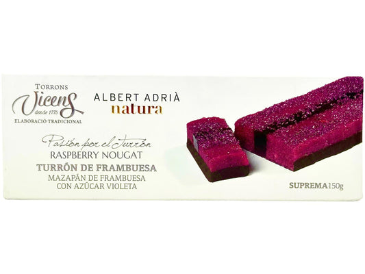Vicens Albert Adria Natura Turron De Frambuesa Spanish Raspberry Flavoured Nougat 150g