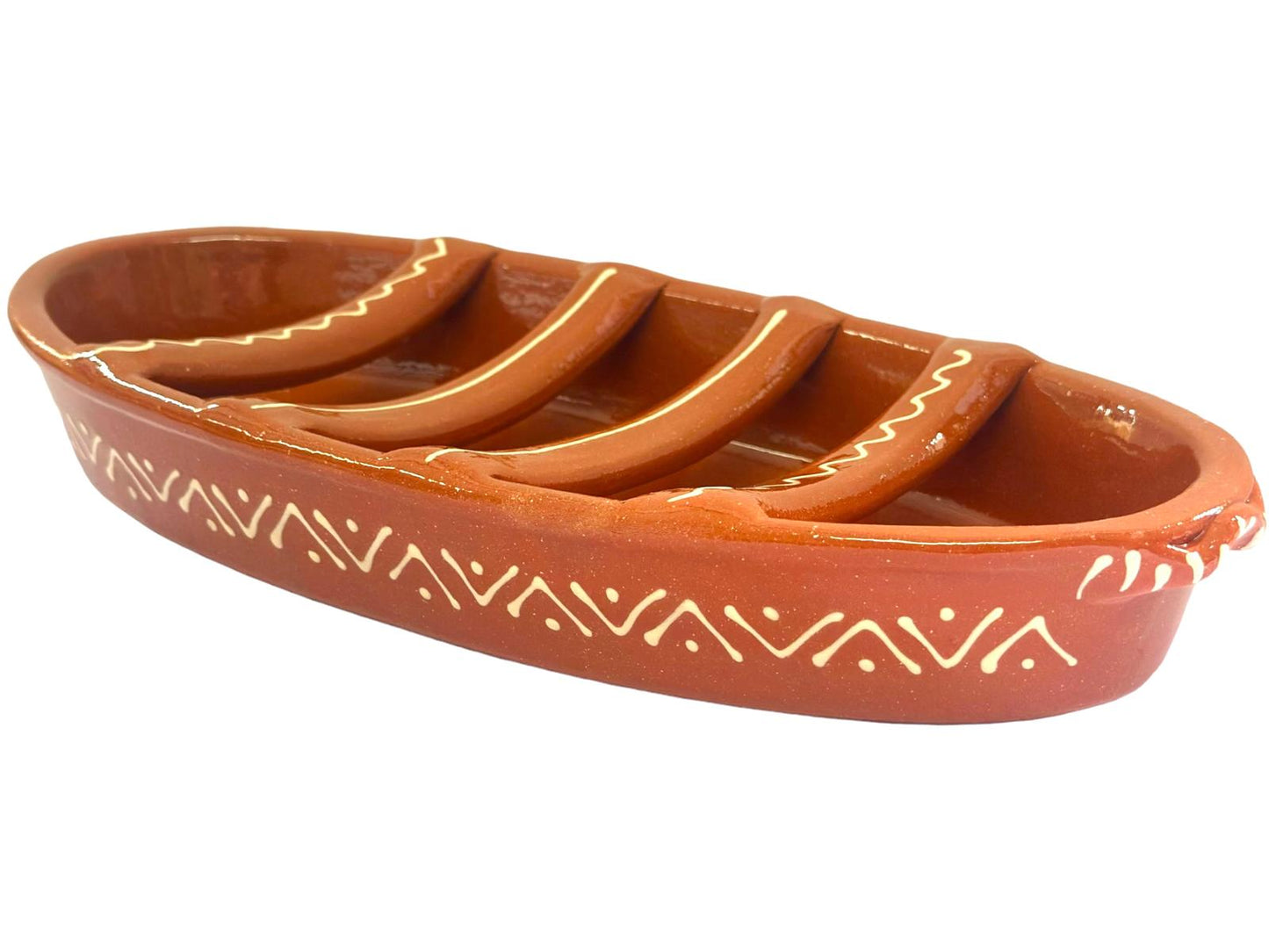Edgar Picas Assador de Chourico  Regional 3 Portuguese Terracotta Sausage Roaster 32cm x 15cm x 4.5cm