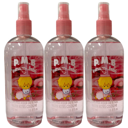 Para Mi Bebe Colonia Agua De Rosas Pink Rose Water Baby Cologne Spray 500ml 3 Pack 1500ml Total