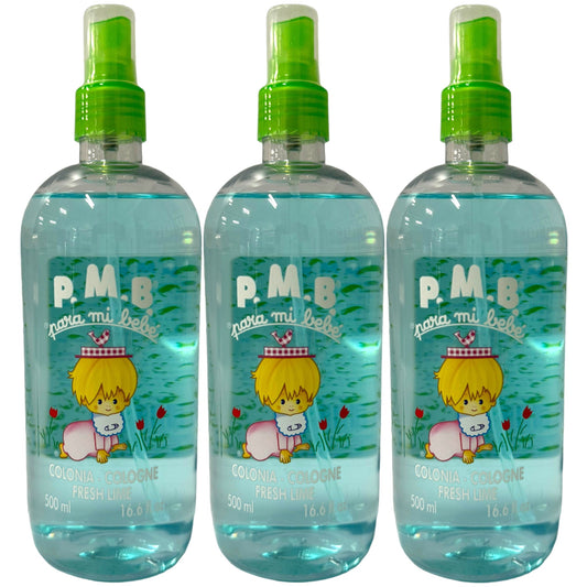 Para Mi Bebe Colonia Fresh Lime Baby Green Cologne Spray 500ml 3 Pack 1500ml Total