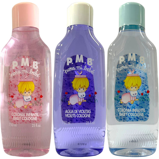 Para Mi Bebe Colonia Infantil Baby Cologne 750ml each MIxed Pack Pink, Purple, Blue 2250ml Total