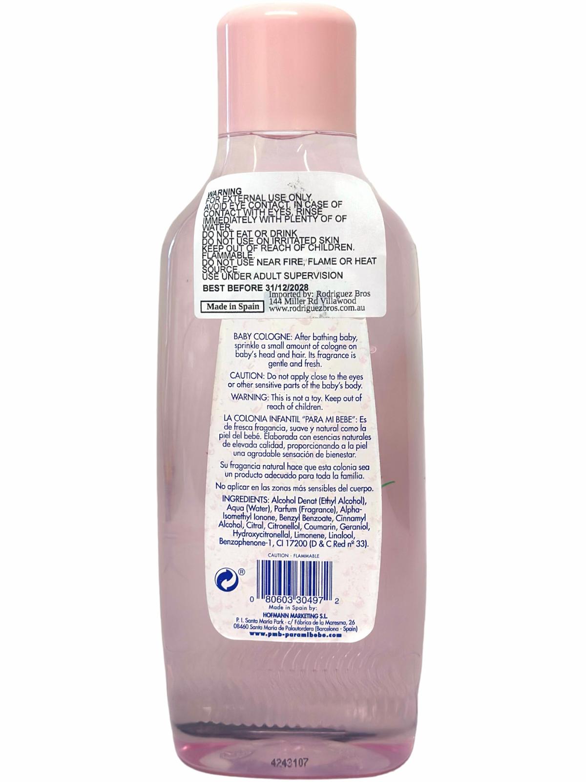 Para Mi Bebe Colonia Infantil Baby Cologne 750ml each MIxed Pack Pink, Purple, Blue 2250ml Total