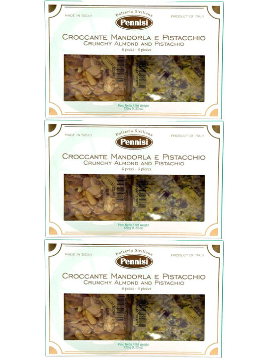 Pennisi Croccante Mandorle E Pistacchio Italian Almond Pistachio Brittle 120g 3 Pack- 360g Total (Best Before 31-01-2025)