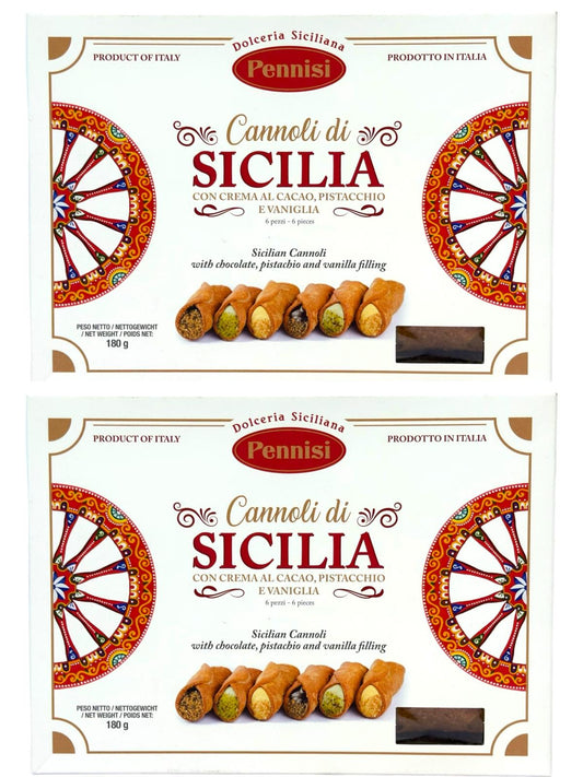 Pennisi Cannoli di Sicilia Con Crema Mixed Filled Sicilian Cannolis 180g Twin Pack- 360g Total
