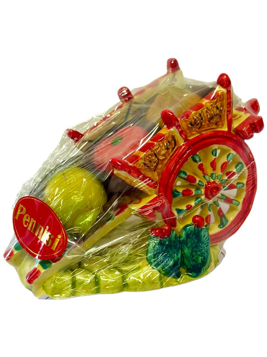 Pennisi Marzipan Italian Marzipan Fruit in Sicilian Terracotta Carreto Cart 60g (Best Before 28-02-2025)