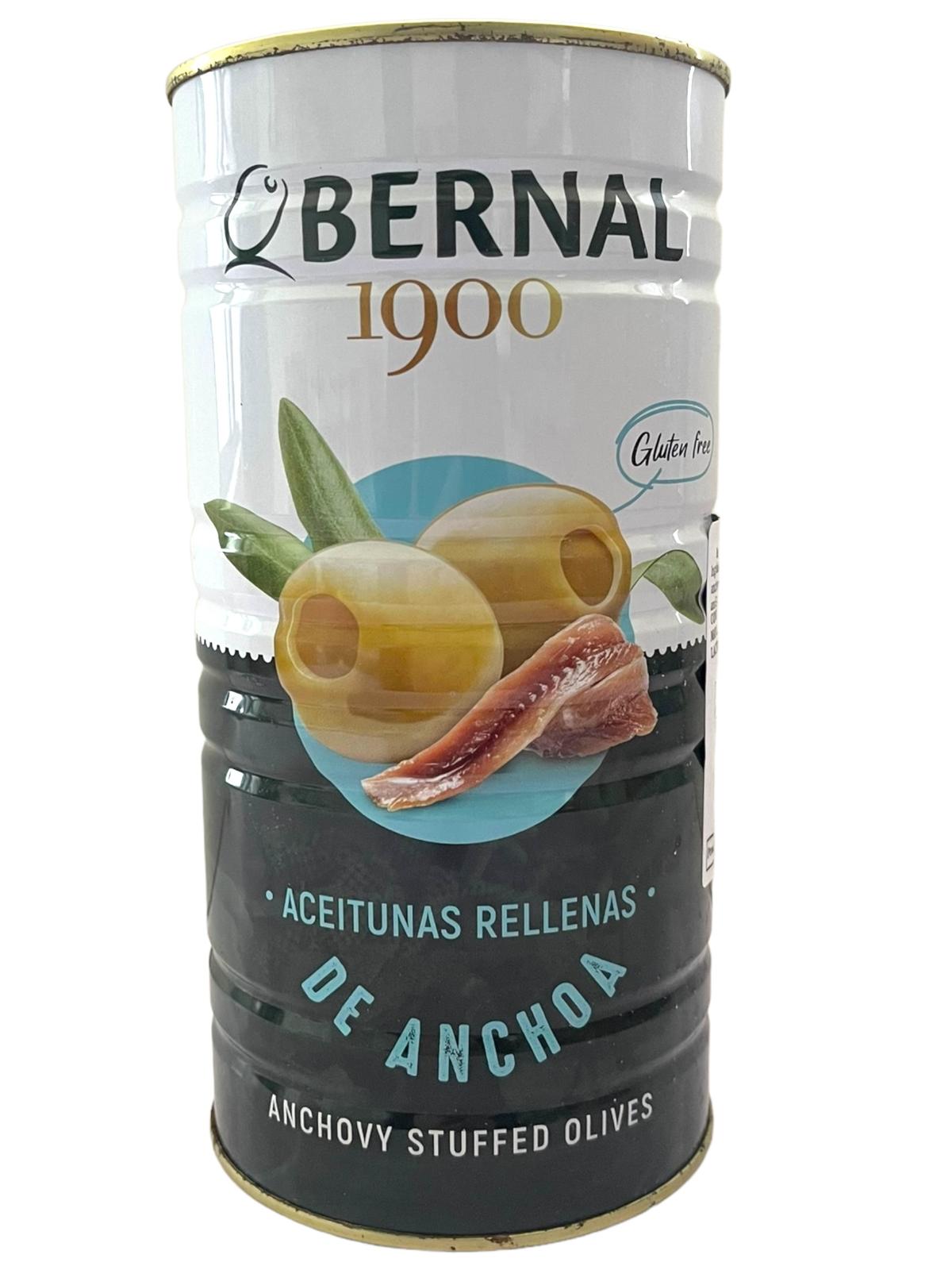 Bernal Aceitunas  Rellenas de Anchoa Anchovy Stuffed Olives 1440g Twin Pack - 2880g Total