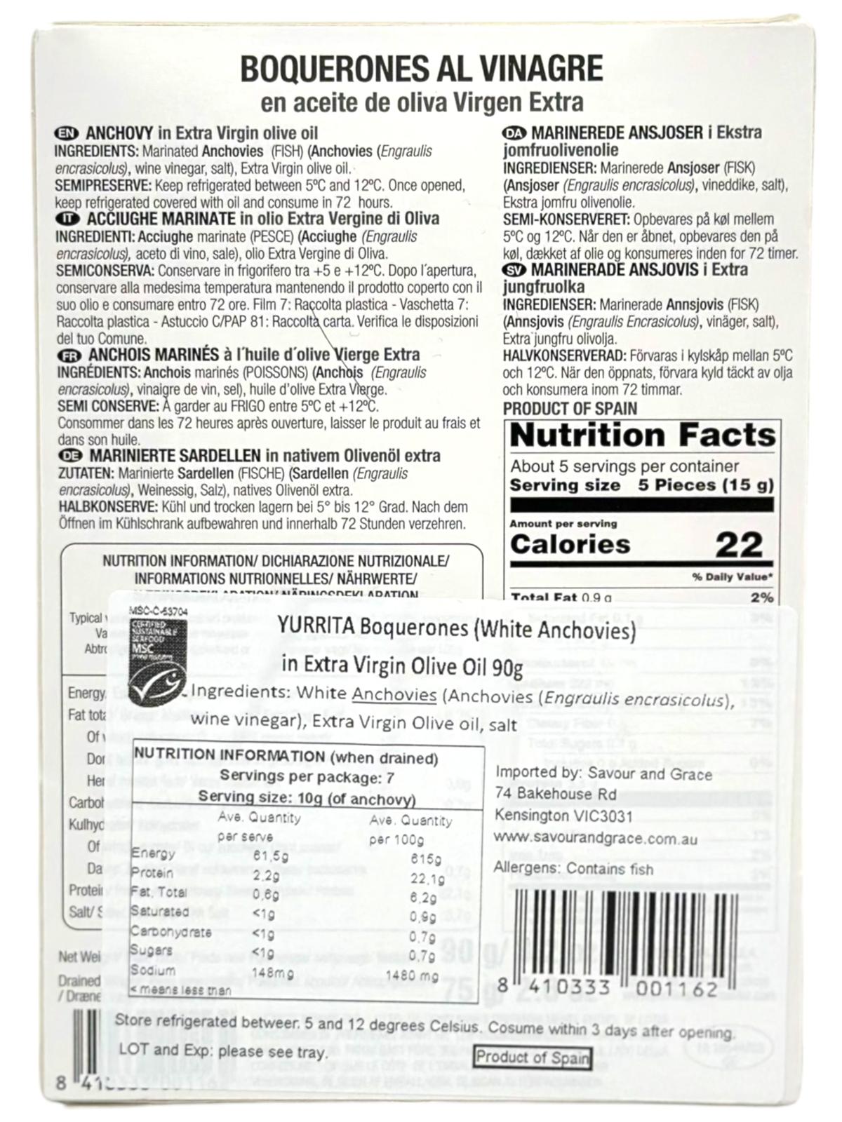 Yurrita Anchovies in Extra Virgin Olive Oil 90g