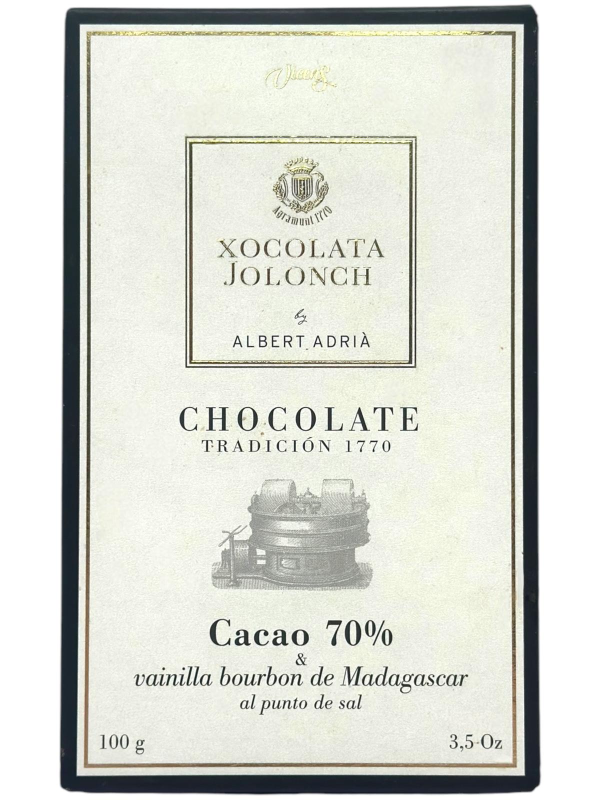 Vicens Xocolata Jolonch Chocolate Vainilla Bourbon De Madagascar Al Punto De Sal 70% cacao Bourbon Vanilla With Salt 100g (Best Before 01-07-2025)