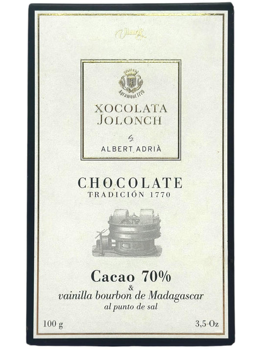 Vicens Xocolata Jolonch Chocolate Vainilla Bourbon De Madagascar Al Punto De Sal 70% cacao Bourbon Vanilla With Salt 100g (Best Before 01-07-2025)