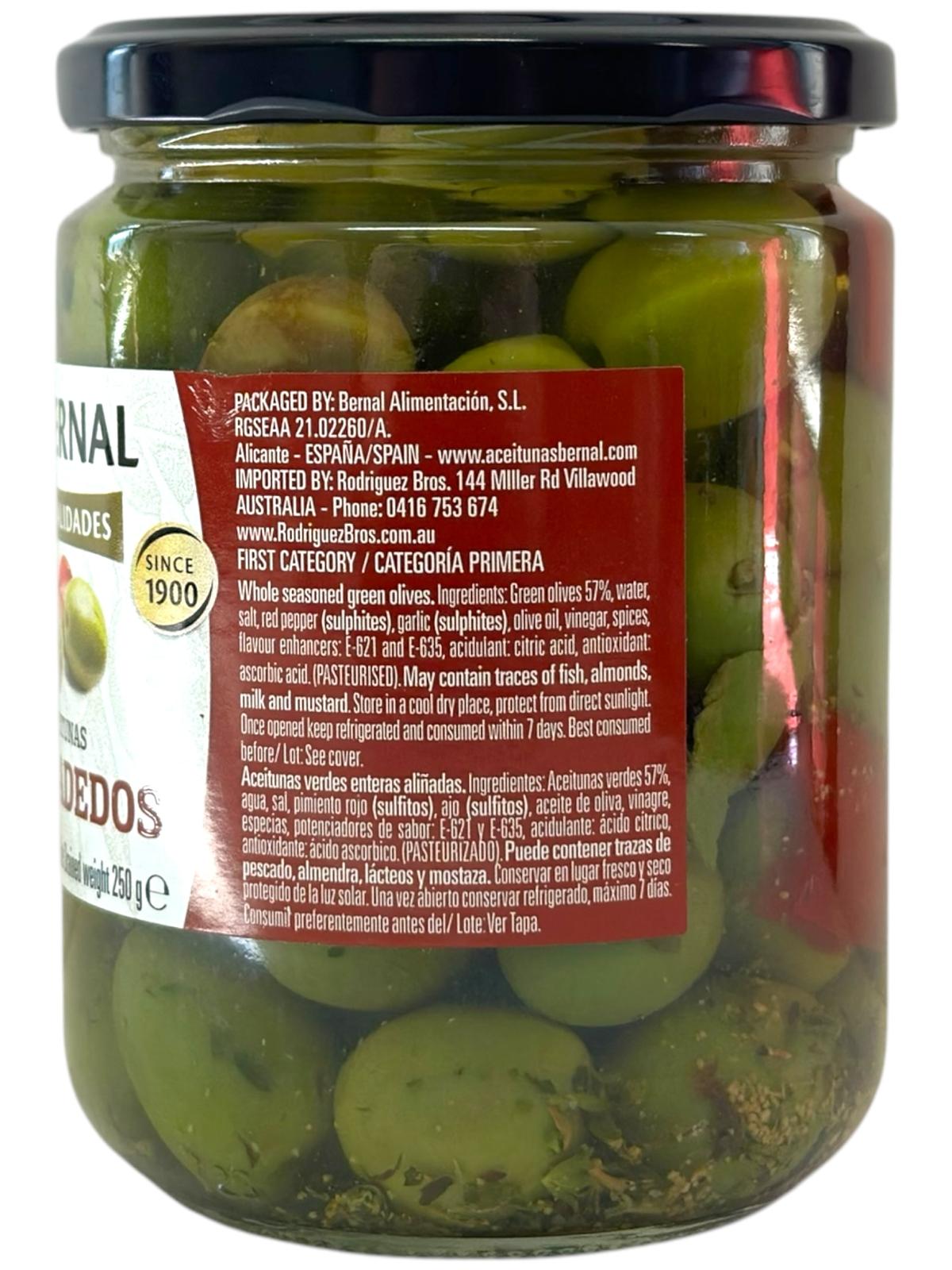 Bernal Especialidades Aceitunas Chupadedos Marinated Olives 436g Gross 250g Drained (Best Before 26-11-2028)