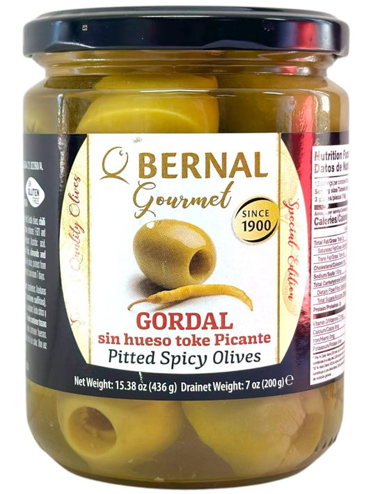 Bernal Gordal Sin Hueso Toke Picante Pitted Spicy Olives 436g (Best Before 03-12-2028)