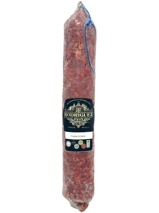 Black Pepper Salchichon Whole Salami Approx 400g random weight packet. Regular price $15.00 AUD (You are guaranteed to receive at least 385g of product, equivalent price of $38.96 per kg.