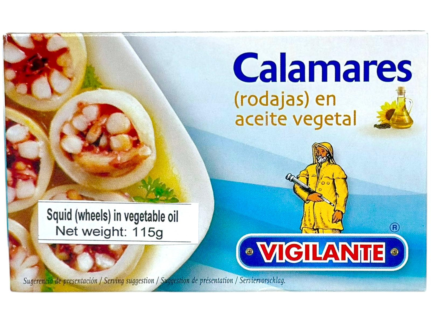 Vigilante Calamares (Rodajas) en Aceite Vegetal - Squids (Wheels) in Vegetable Oil 115g