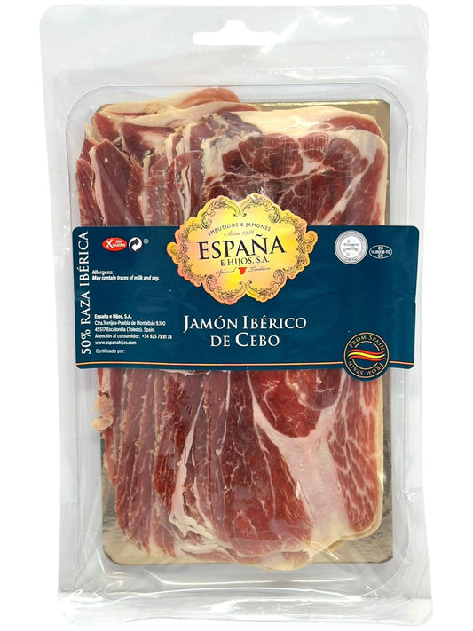 Espana y Hijos Jamon Iberico de Cebo 50% Raza Iberica Sliced 80g eqiv. $187.50 per kg