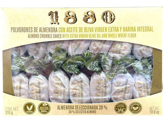 1880 Spanish Almond Biscuits Polvorones de Almendra with Olive Oil and Whole Wheat Flour 310g