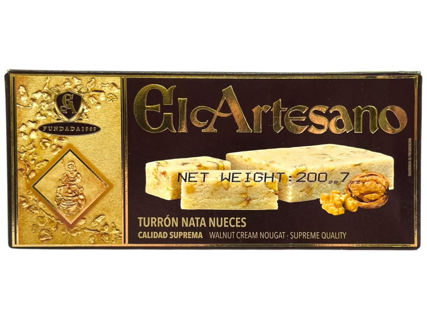 El Artesano Turron de Nata Nueces Spanish Turron from Walnuts 200g (Best Before 30-07-2026)