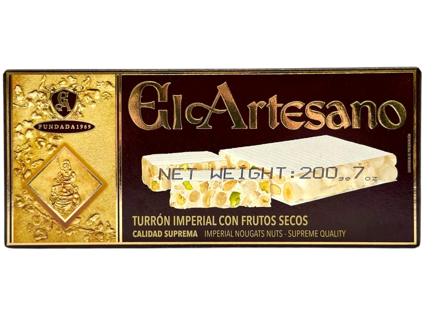 El Artesano Turron Imperial Con Frutos Secos Spanish Nougat With Assorted Nuts 200g (Best Before 30-07-2026)