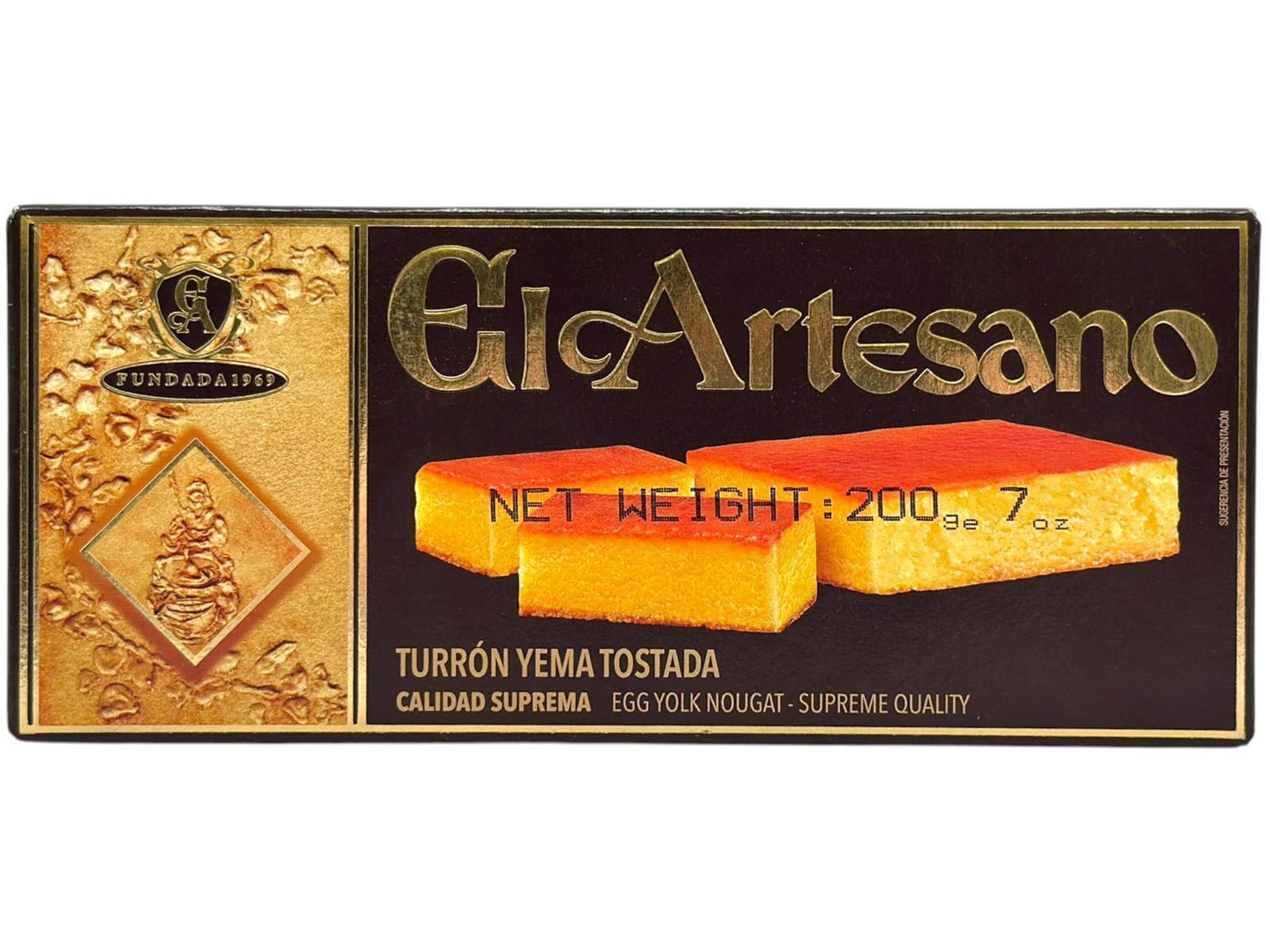 El Artesano Turron Yema Tostada Spanish Toasted Yolk Nougat 200g (Best Before 30-07-2026)
