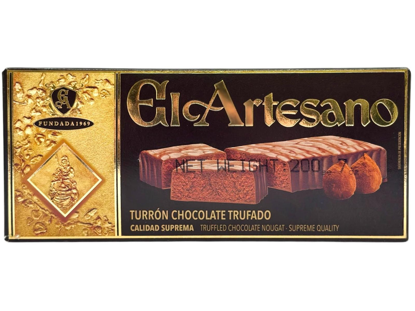 El Artesano Turron Chocolate Trufado Truffle Spanish Chocolate Nougat 200g (Best Before 30-12-2026)