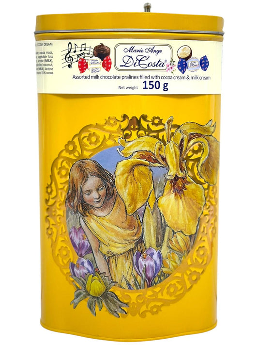 Marie Ange di Costa Assorted Chocolate pralines  Flower Fairy Music Box Yellow with Diamond in Gold (Best Before 31-12-2026)