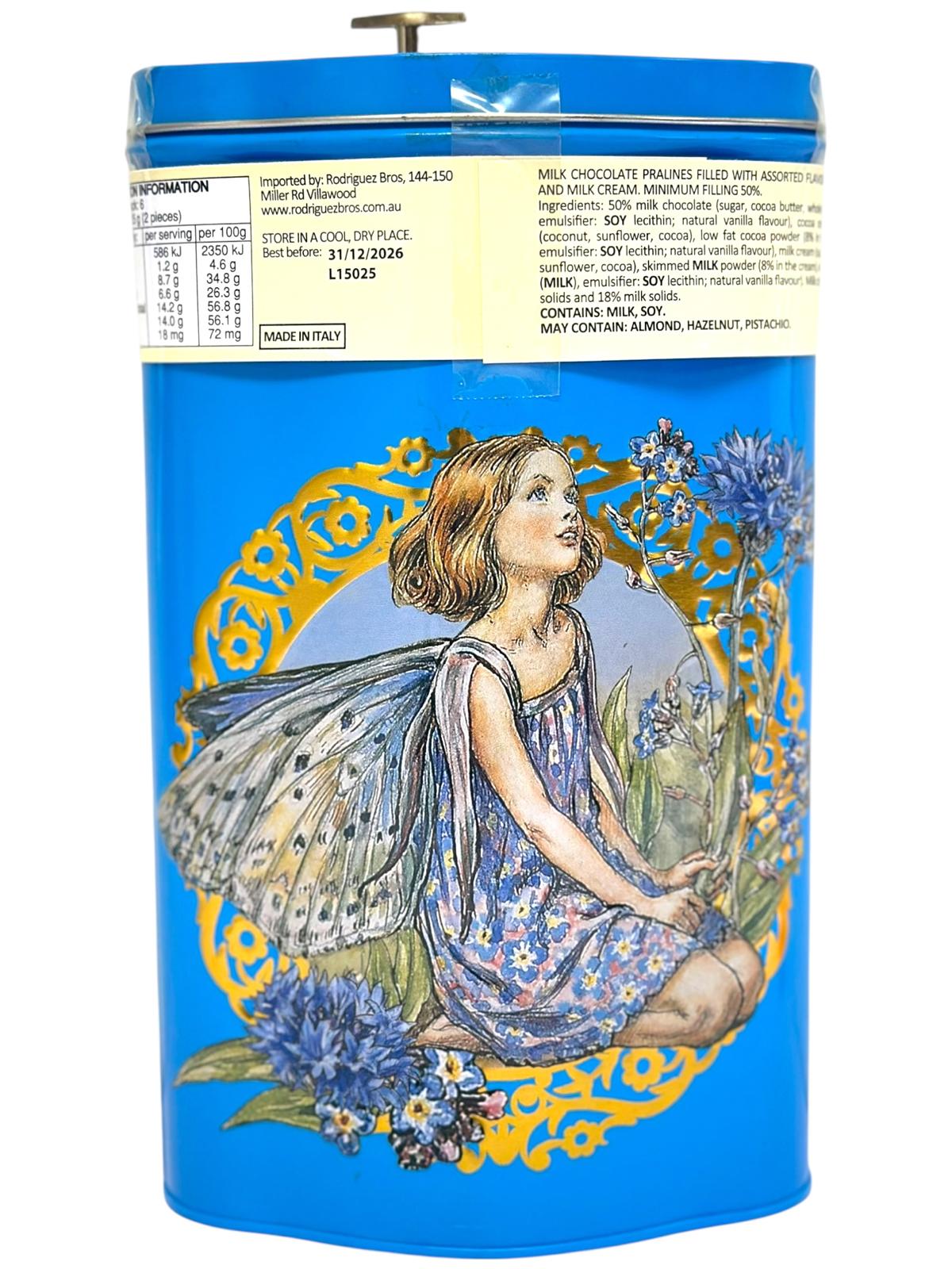 Marie Ange di Costa Sogno Flower Fairy Music Box With Italian Praline Chocolates—Diamond in Gold and Blue 150g