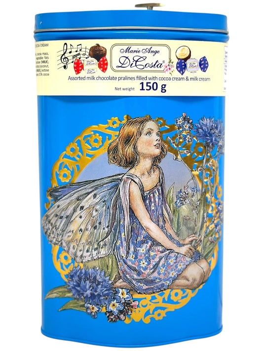 Marie Ange di Costa Sogno Flower Fairy Music Box With Italian Praline Chocolates—Diamond in Gold and Blue 150g