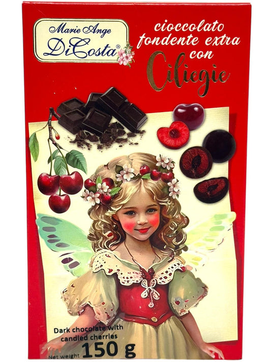Marie Ange di Costa Flower Fairy Cioccolato fordente extra con Ciliegie 150g (Best Before 01-08-2026)