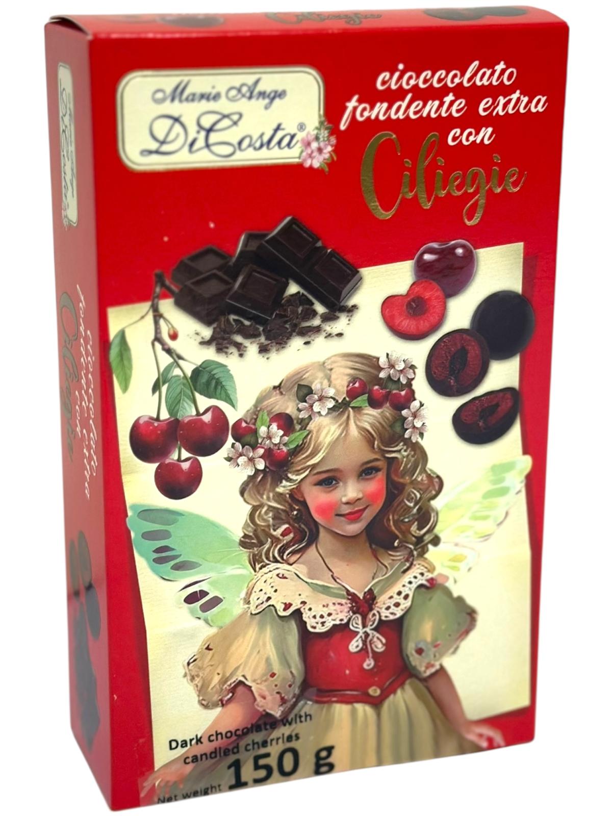 Marie Ange di Costa Flower Fairy Cioccolato fordente extra con Ciliegie 150g (Best Before 01-08-2026)
