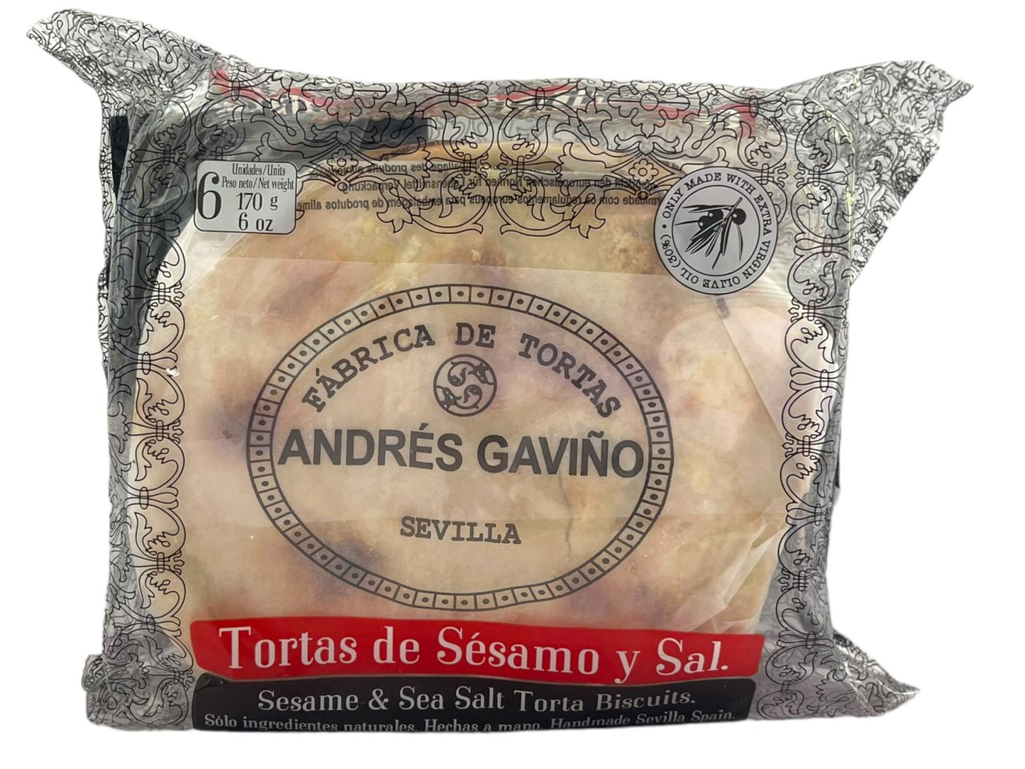 Andres Gavino Spanish Sesame and Sea Salt Tortas 170g Twin Pack 340g Total