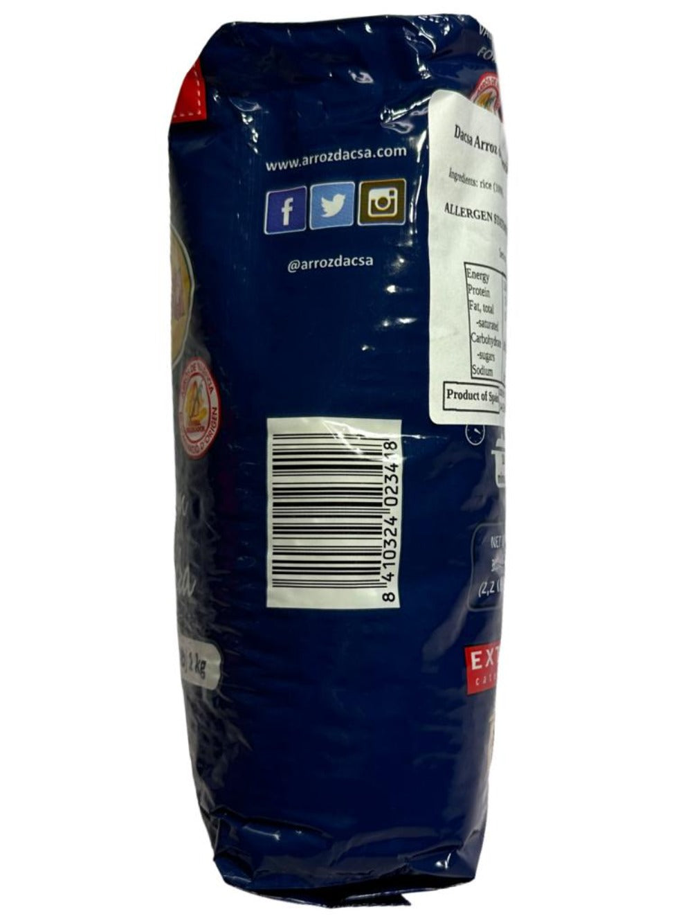 Dacsa Arroz de Valencia Valencian Rice for paella 1kg (Best Before 01-11-2025)
