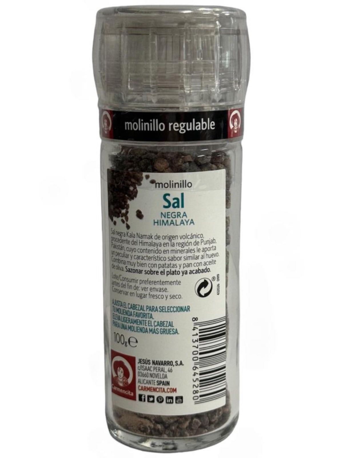Carmencita Himalayan Black Salt Grinder 100g