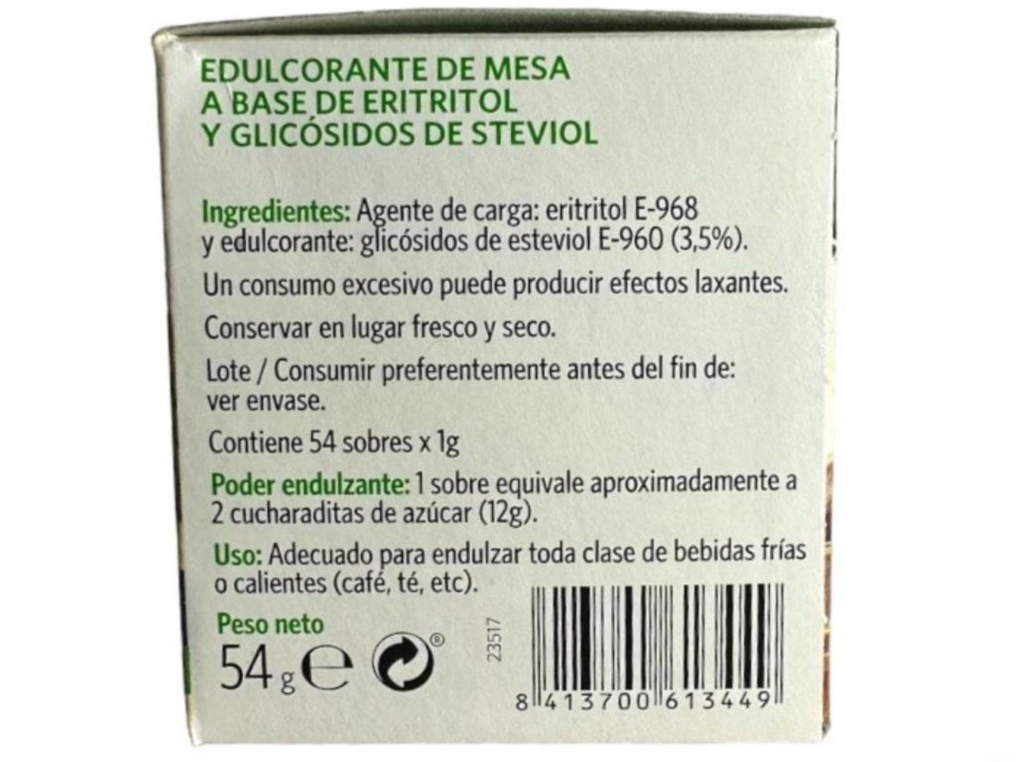 Carmencita Stevia Educolorante Sweetener 54g sachets 54g