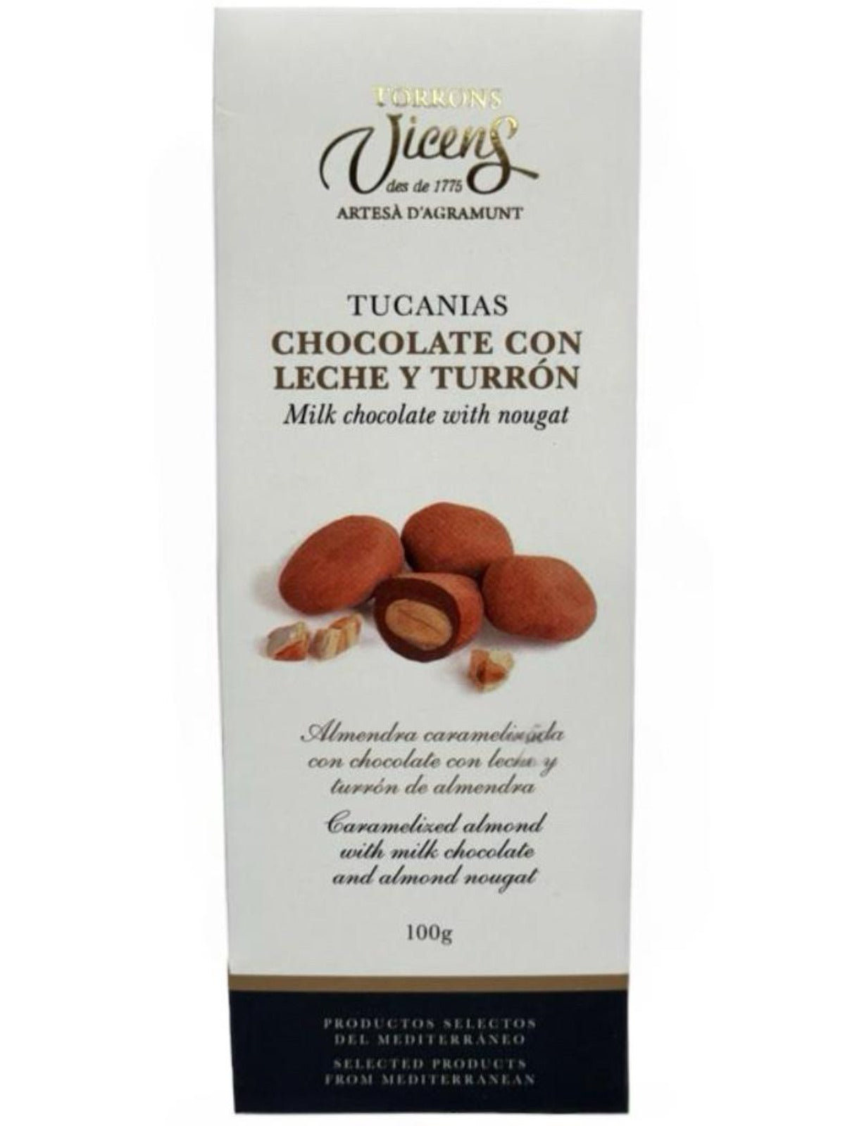 Vicens Tucanias Chocolate Con Leche Spanish Caramalised Almonds With Milk Chocolate With Nougat 100g Best Before December 2024