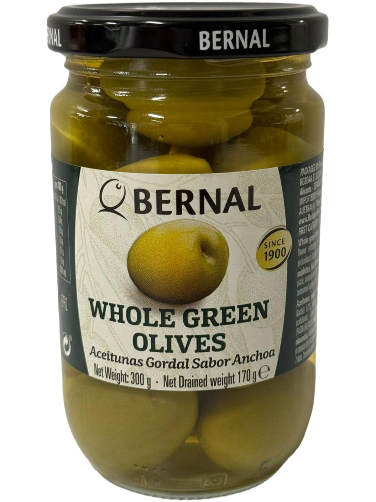 Bernal Gordal Whole Green Queen Olives 300g x4 pack