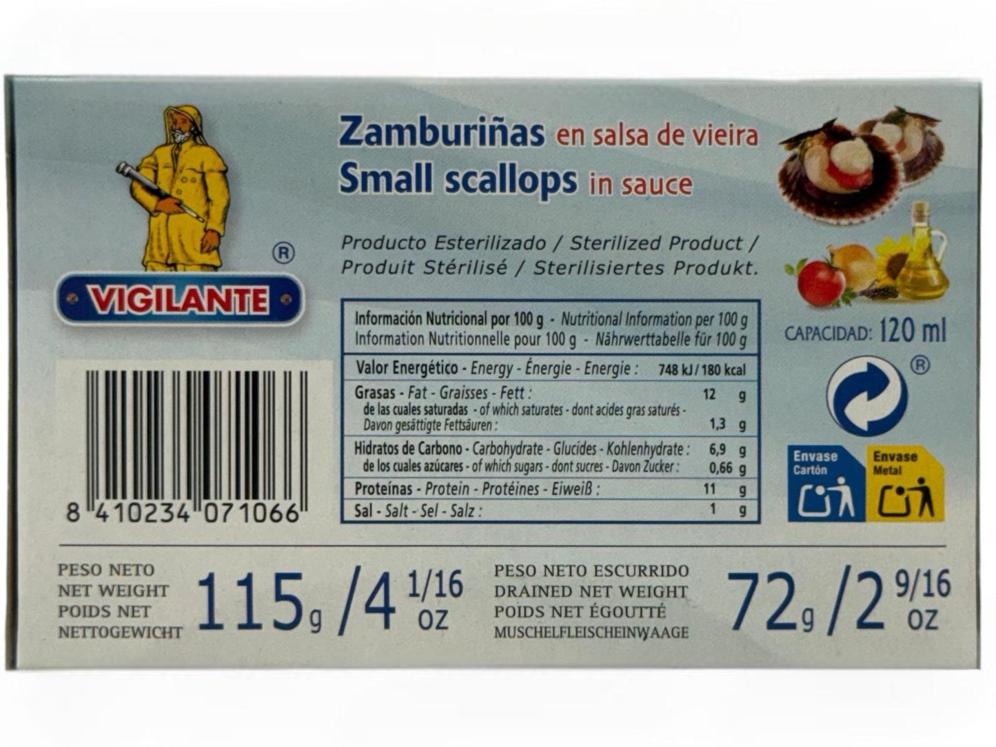 Vigilante Zamburinas en Salsa de Viera - Small Scallops in Sauce 115g