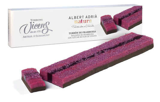 Vicens Albert Adria Natura Turron De Frambuesa Spanish Raspberry Flavoured Nougat 300g
