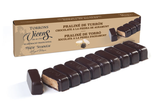 Vicens Praline De Turron Chocolate A La Piedra De Argamunt Spanish Nougat With Stone Ground Chocolate 300g (Best Before 01-10-2026)