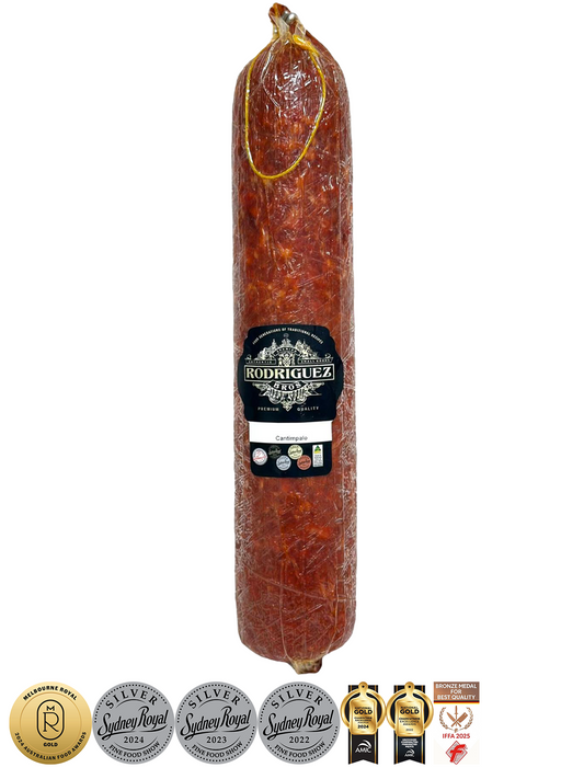 Cantimpalo Full Salami Approx 780g random weight packet. Regular price $25.00 AUD [You are guaranteed to receive at least 750g of product, equivalent price of $33.33 per kg.]