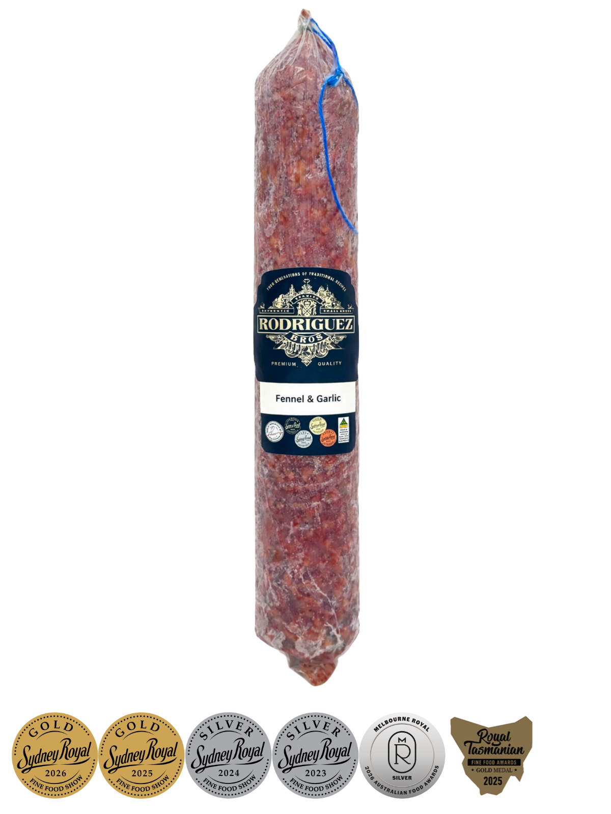 Fennel and Garlic Salchichon Whole Salami Approx 400g random weight packet. Regular price $15.00 AUD (You are guaranteed to receive at least 385g of product, equivalent price of $38.96 per kg.)