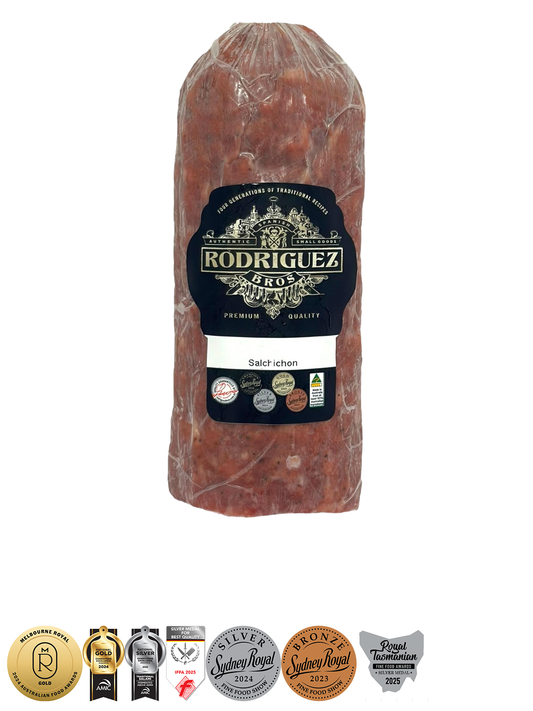 Salchichon Half Salami Approx 400g random weight packet. Regular price $12.50 AUD [You are guaranteed to receive at least 390g of product, equivalent price of $32.05 per kg.]