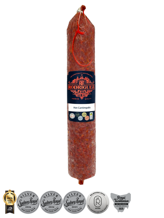 Hot Cantimpalo Full Salami Approx 780g random weight packet. Regular price $25.00 AUD [You are guaranteed to receive at least 750g of product, equivalent price of $33.33 per kg.]