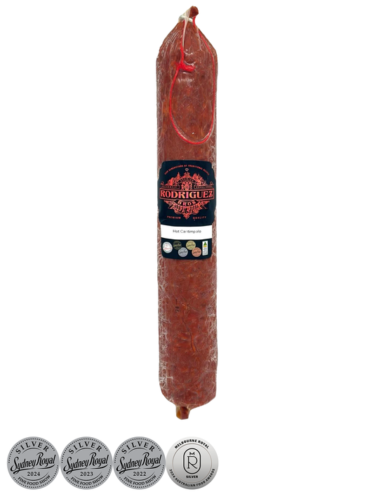 Hot Cantimpalo Full Salami Approx 780g random weight packet. Regular price $25.00 AUD [You are guaranteed to receive at least 750g of product, equivalent price of $33.33 per kg.]