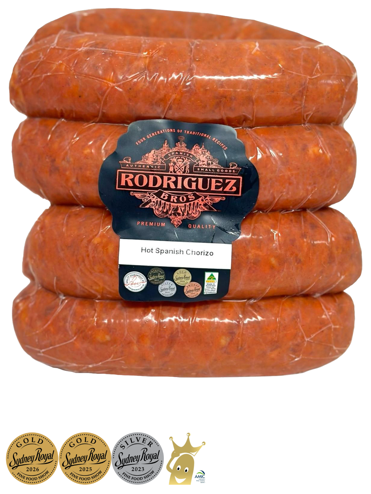 HOT Fresh Spanish Chorizo Random weight approx. 1kg packet 8 pieces regular price $18.00 AUD. You are guaranteed to receive at least 950g of product, equivalent price of $18.95 per kg.