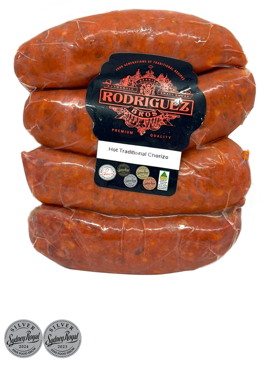 HOT Artisan Traditional Chorizo 4 piece pack random weight approx 400g packet. Regular price $11.00 AUD [You are guaranteed to receive at least 390g of product, equivalent price of $28.21 per kg.]