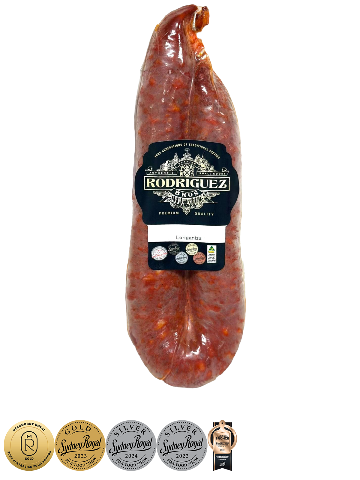 Mild Longaniza single piece pack. Approx 285g random weight packet. Regular price $10.00 AUD [You are guaranteed to receive at least 275g of product, equivalent price of $36.36 per kg.]